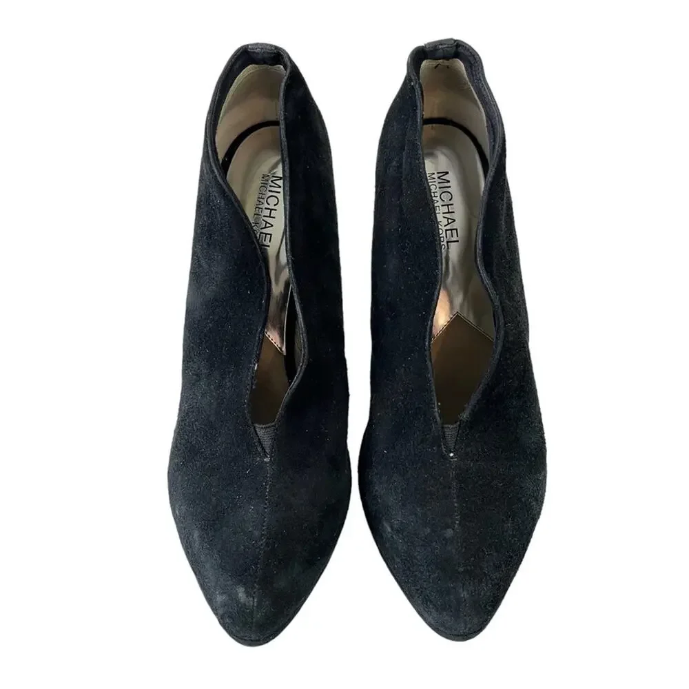 MICHAEL KORS Genuine Leather High Heels Suede Solid Black Pumps Shoes sz 10